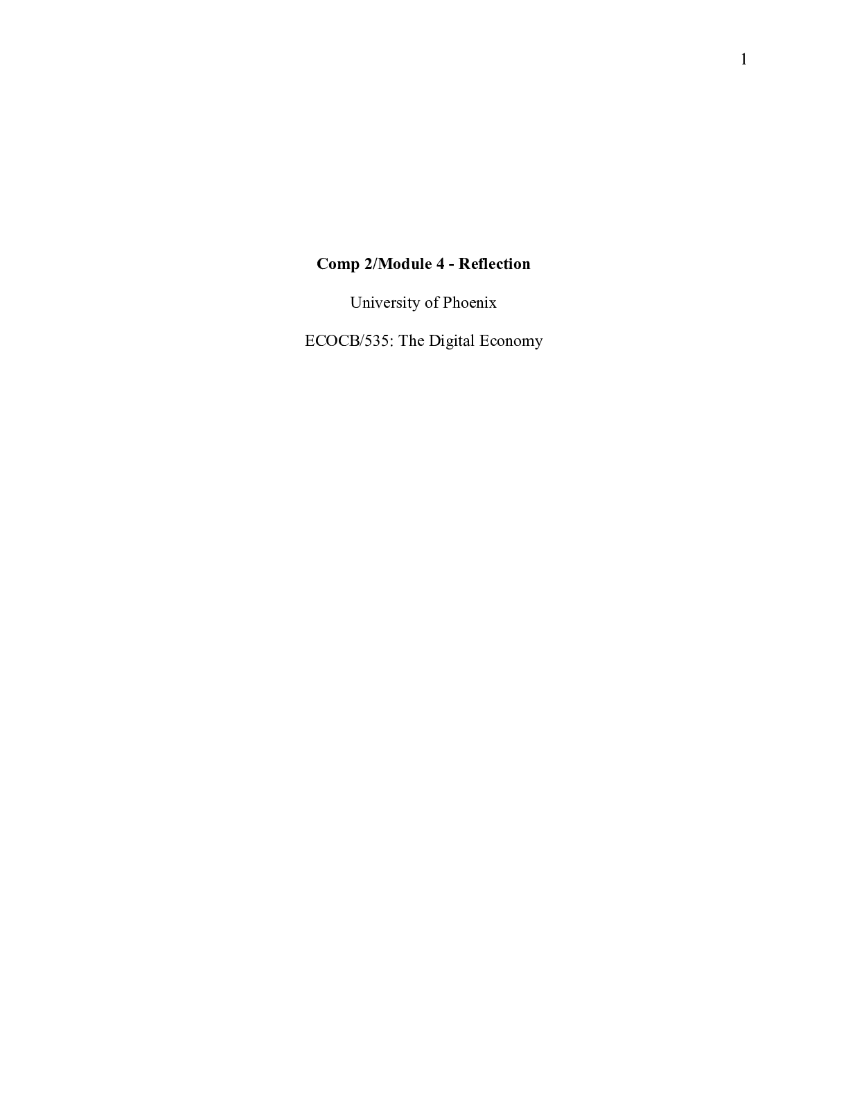 Preview image of ECOCB535_Comp2_Mod4_Reflection.doc    Comp 2/Module 4 - Reflection  University of Phoenix document